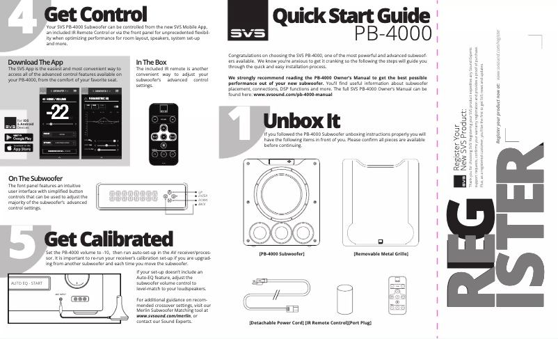 Page n°1 - Guide de démarrage rapide SVS PB-4000