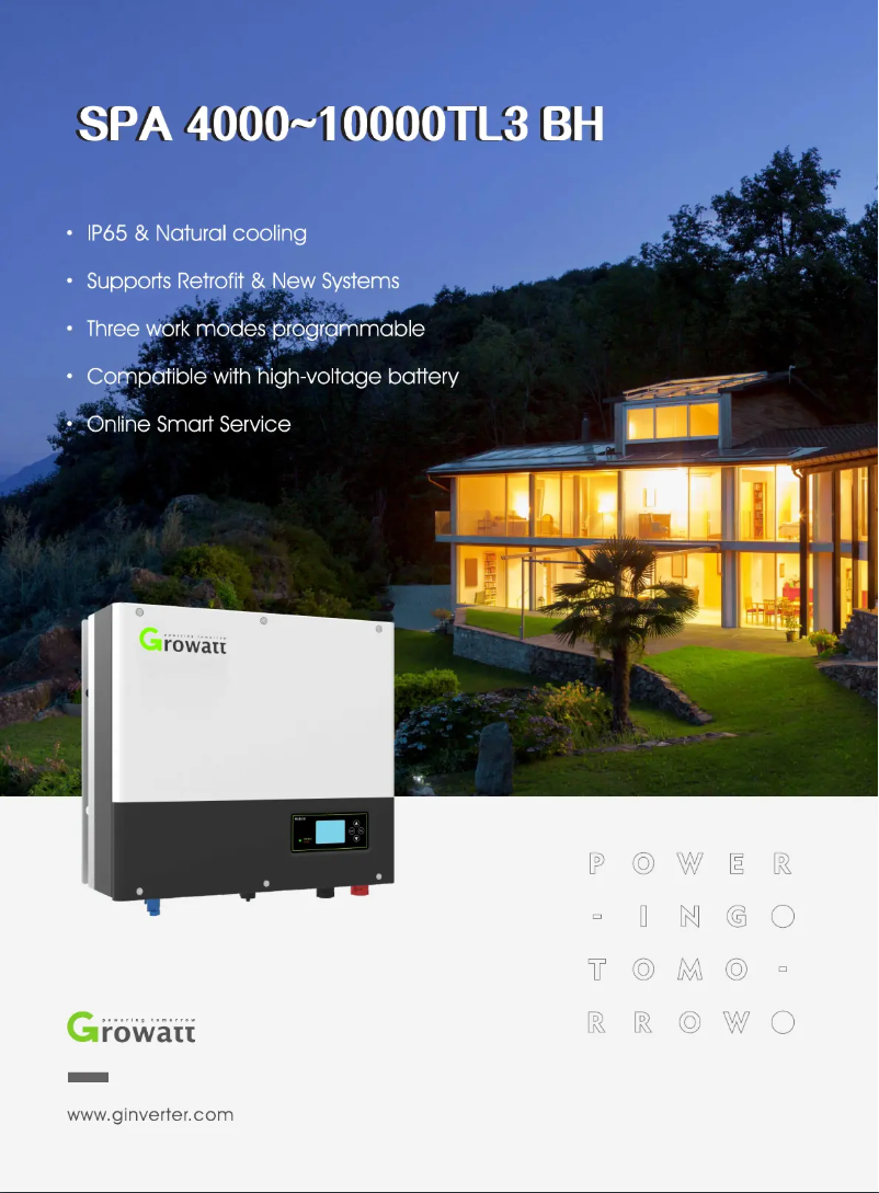 Image de la première page du manuel de l'appareil SPA 10000TL3 BH