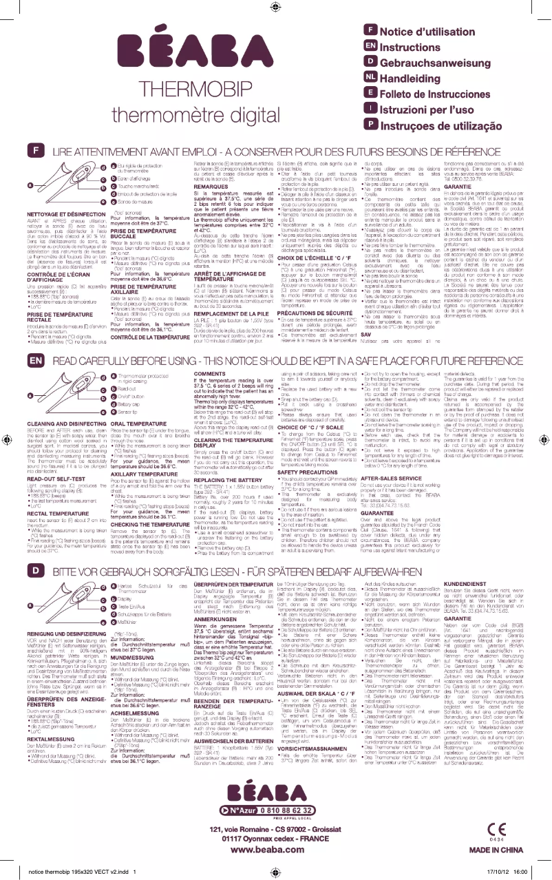 Image de la première page du manuel de l'appareil Thermobip