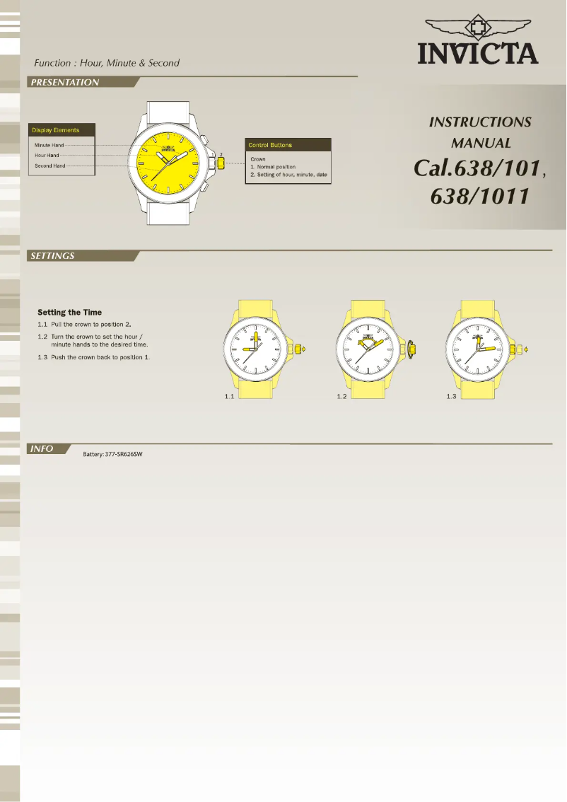 Page n°1 - Manuel utilisateur Invicta Angel 17419