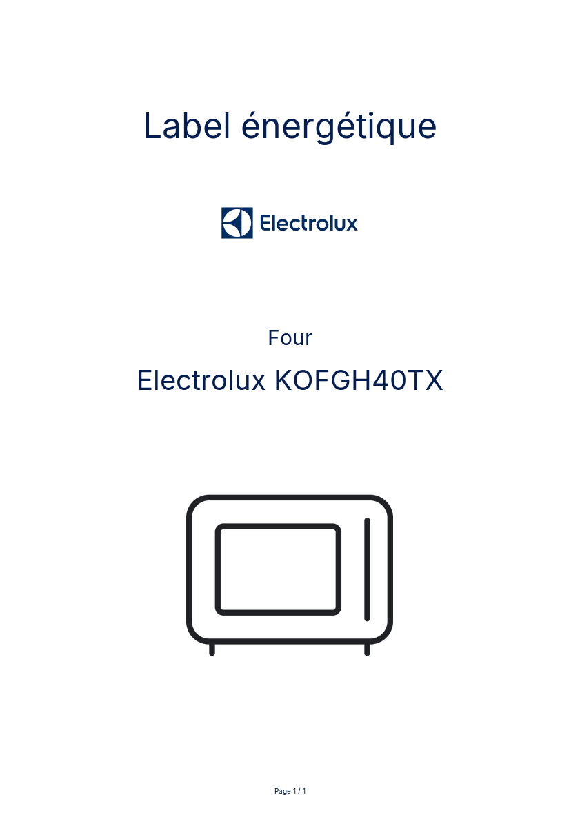 Page n°1 - Label énergétique Electrolux KOFGH40TX
