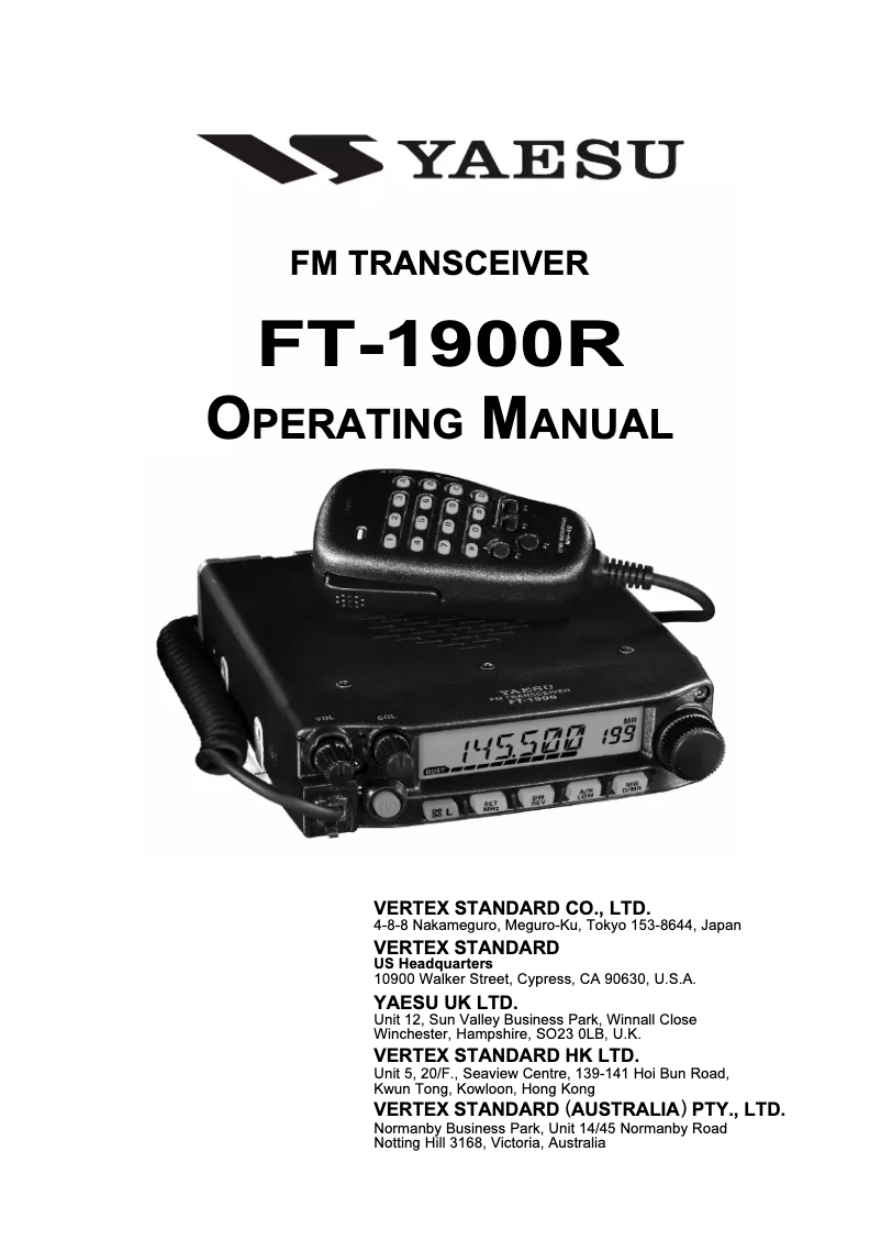 Página 1 del manual Manual de usuario Yaesu FT-1900R