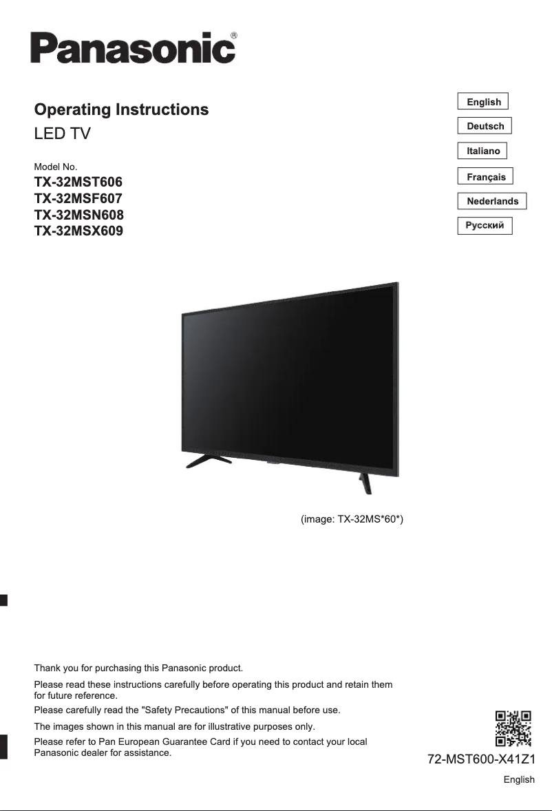 Page 1 de la notice Manuel utilisateur Panasonic TX-32MSX609
