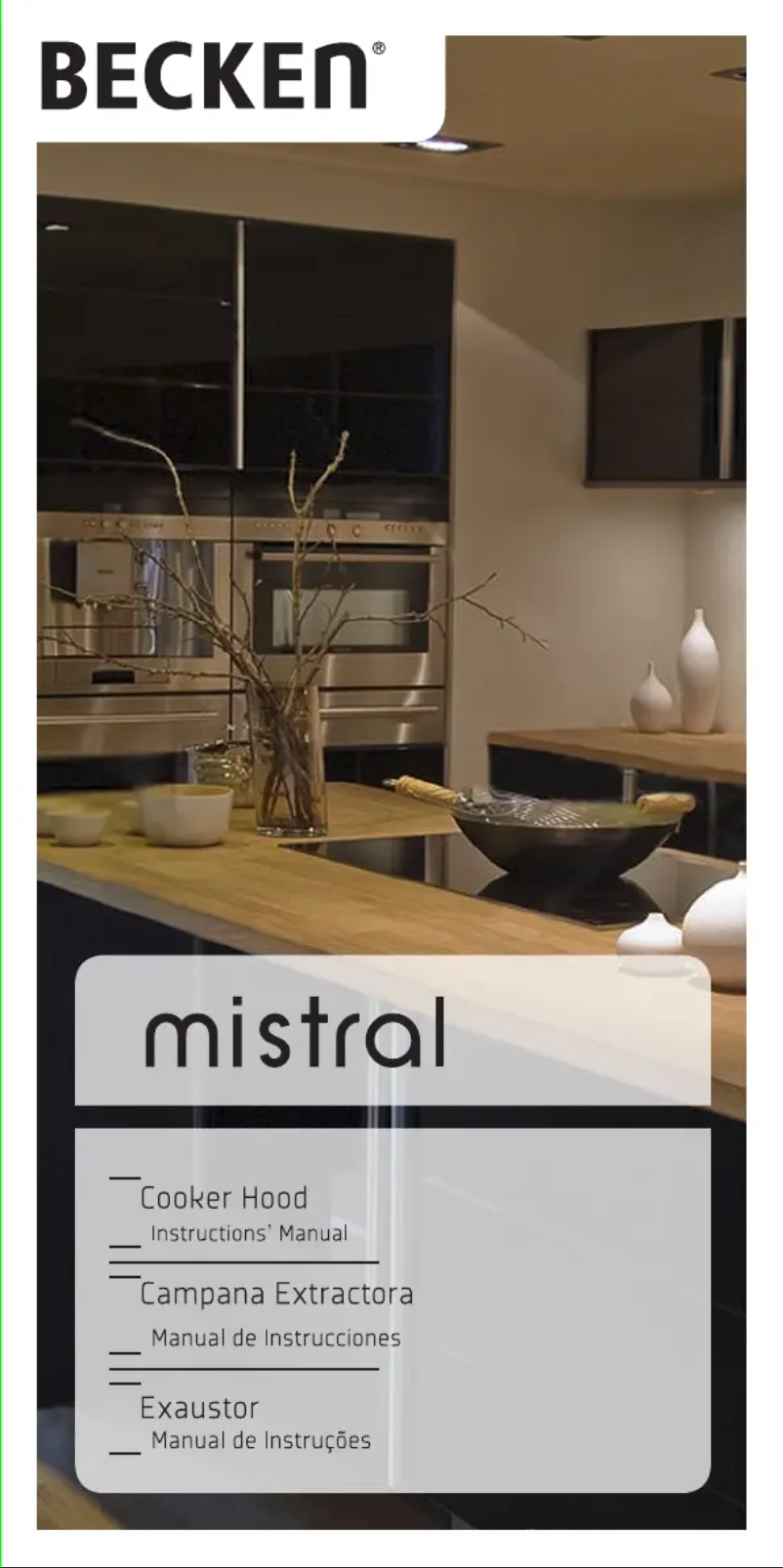 Page 1 de la notice Manuel utilisateur Becken Mistral