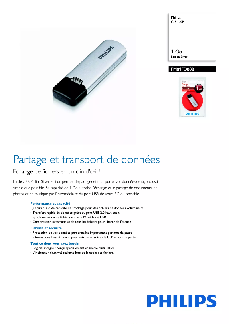 Page n°1 - Fiche technique Philips FM01FD00B