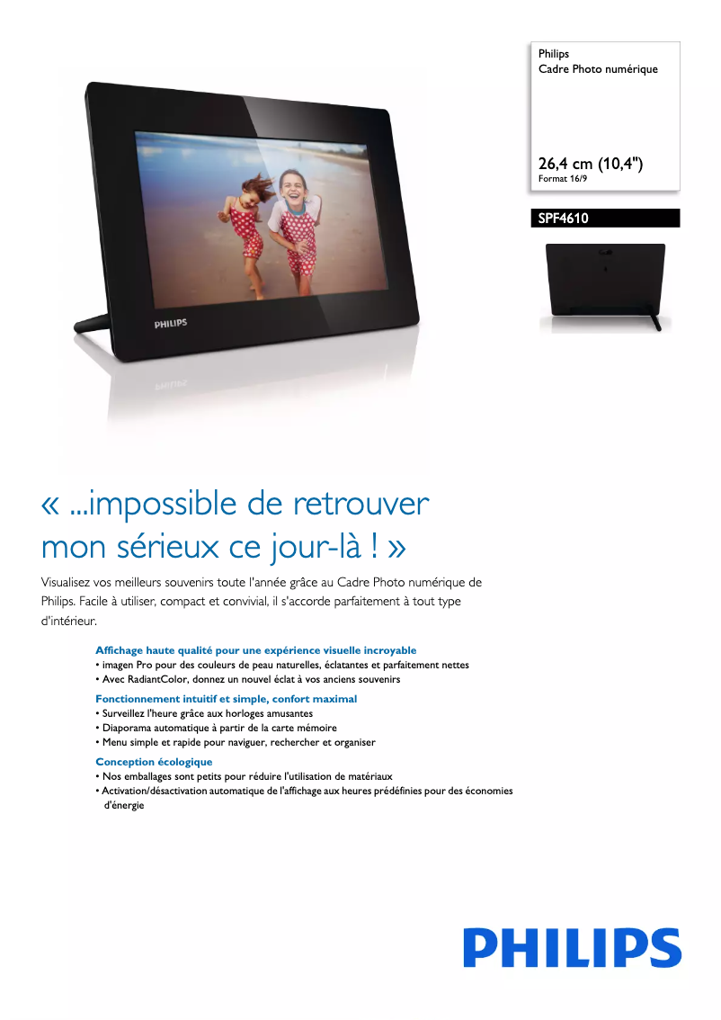 Image de la première page du manuel de l'appareil SPF4610