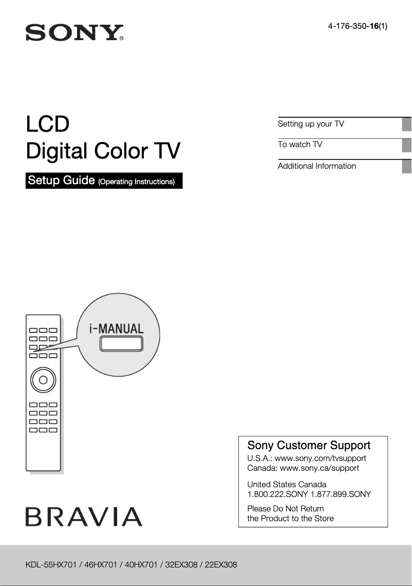 Page n°1 - Guide d'installation Sony KDL-55HX701