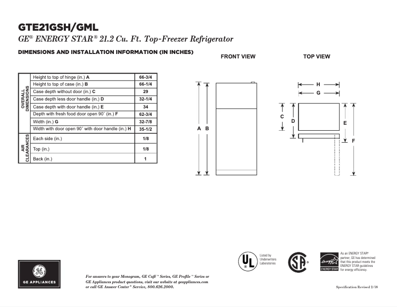 Imagen de la primera página del manual del dispositivo GTE21GMLES