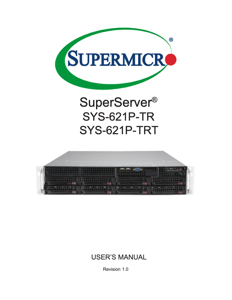 Page 1 de la notice Manuel utilisateur Supermicro SuperServer SYS-621P-TR