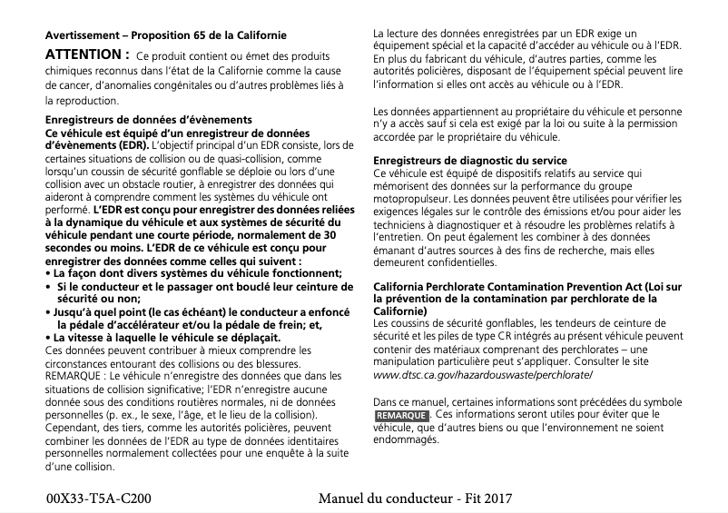 Página 1 del manual Manual de usuario Honda Fit (2017)