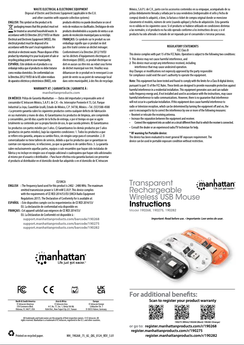 Page 1 de la notice Manuel utilisateur Manhattan 190268