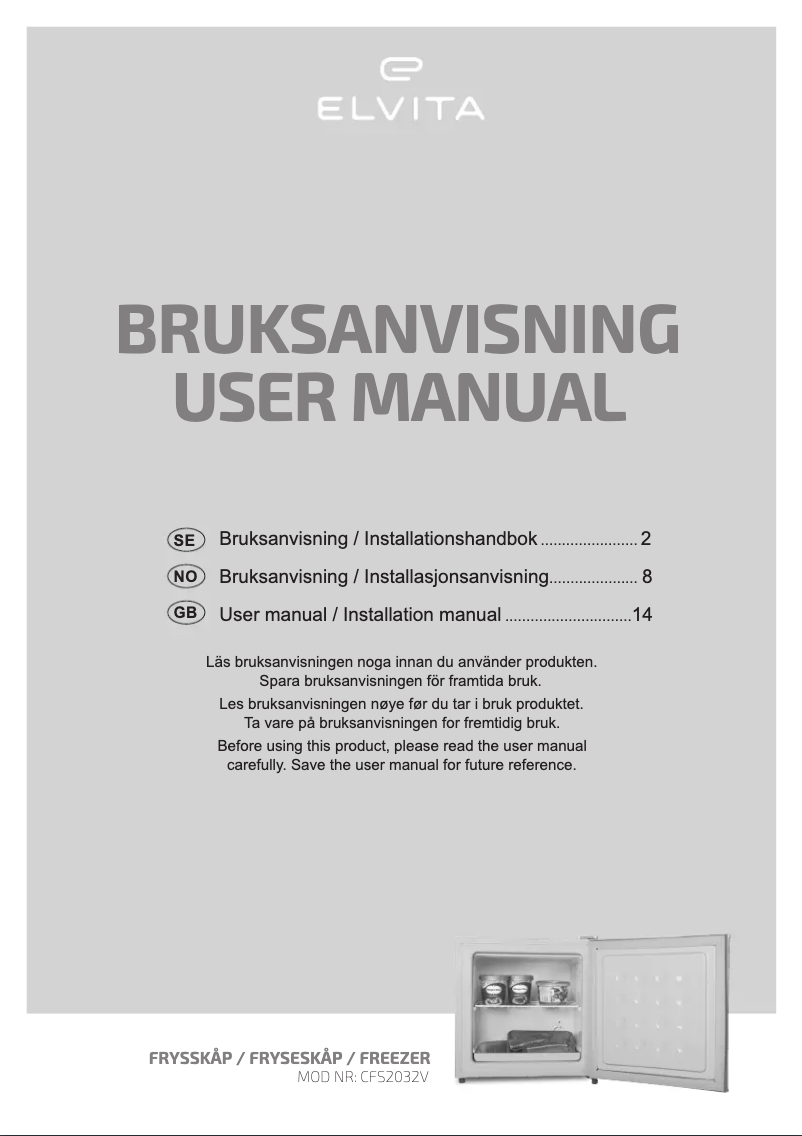 Página 1 del manual Manual de usuario Elvita CFS2032V