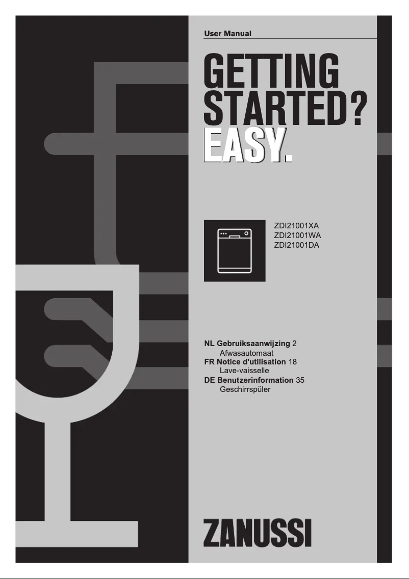 Page 1 de la notice Manuel utilisateur Zanussi ZDI21001DA