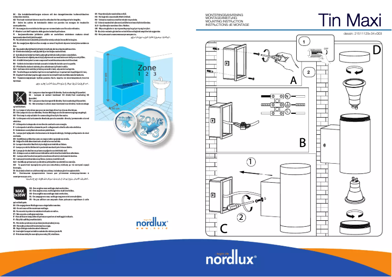 Page n°1 - Manuel utilisateur Nordlux Tin Maxi