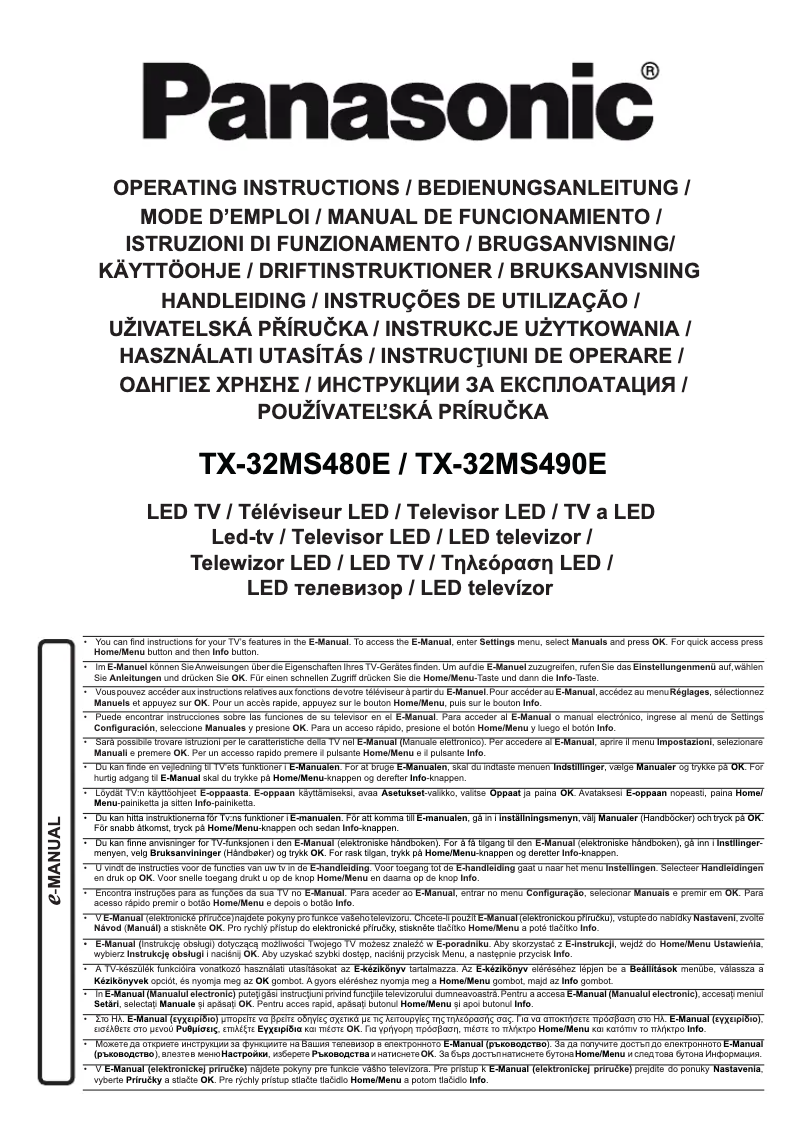 Page 1 de la notice Manuel utilisateur Panasonic TX-32MS490E