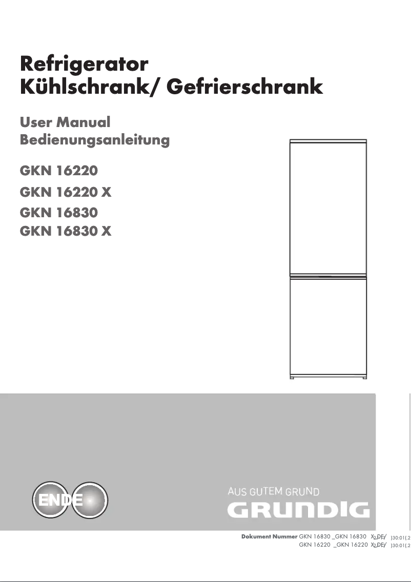 Page 1 de la notice Manuel utilisateur Grundig GKN 16220 X