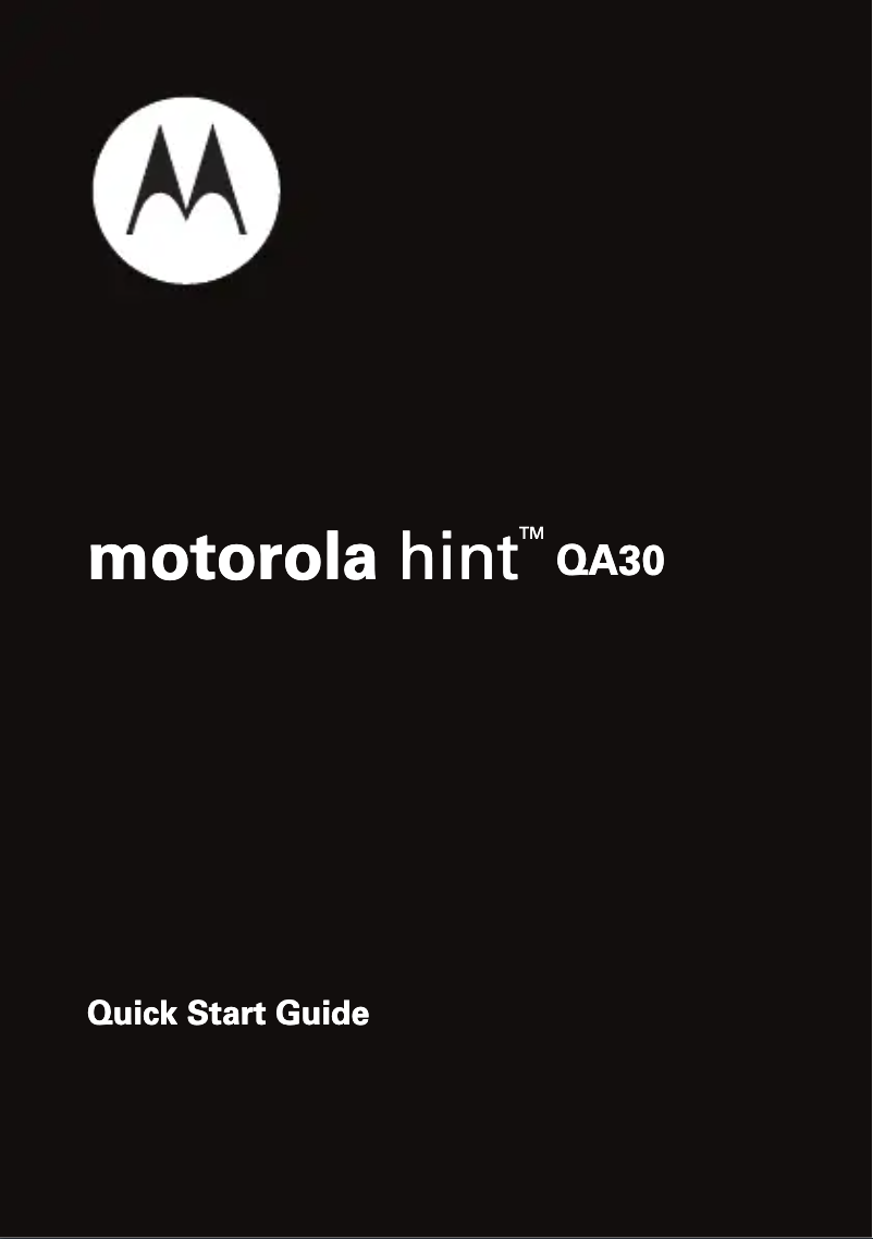 Page 1 de la notice Guide de démarrage rapide Motorola Hint QA30