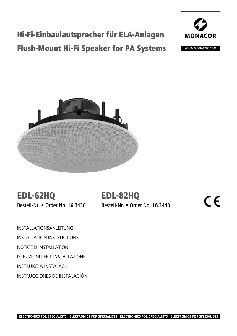 Page 1 de la notice Manuel utilisateur Monacor EDL-82HQ
