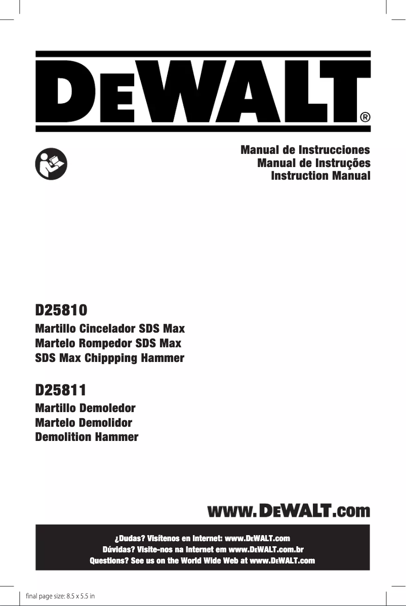 Page 1 de la notice Manuel utilisateur DeWalt D25811