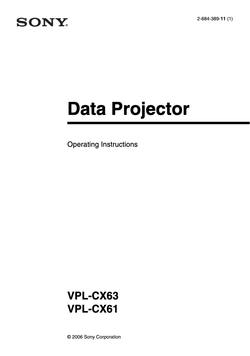 Image de la première page du manuel de l'appareil VPL-CX61