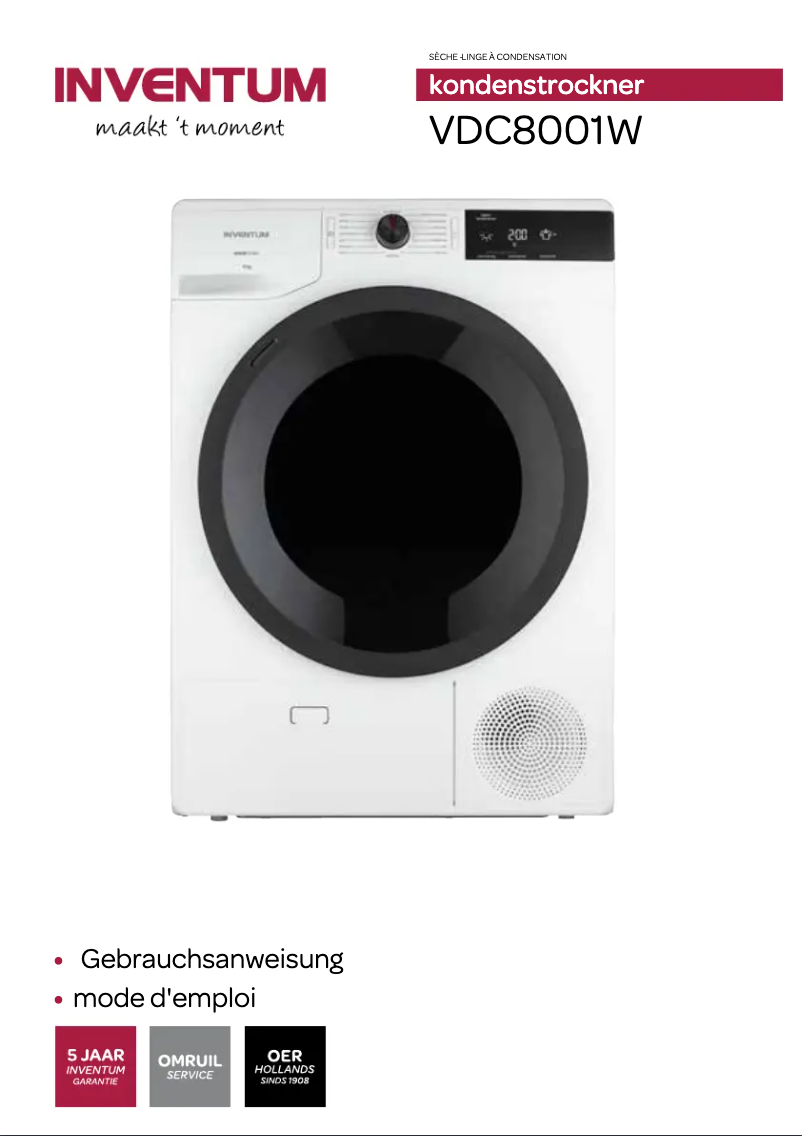 Page 1 de la notice Manuel utilisateur Inventum VDC8001W