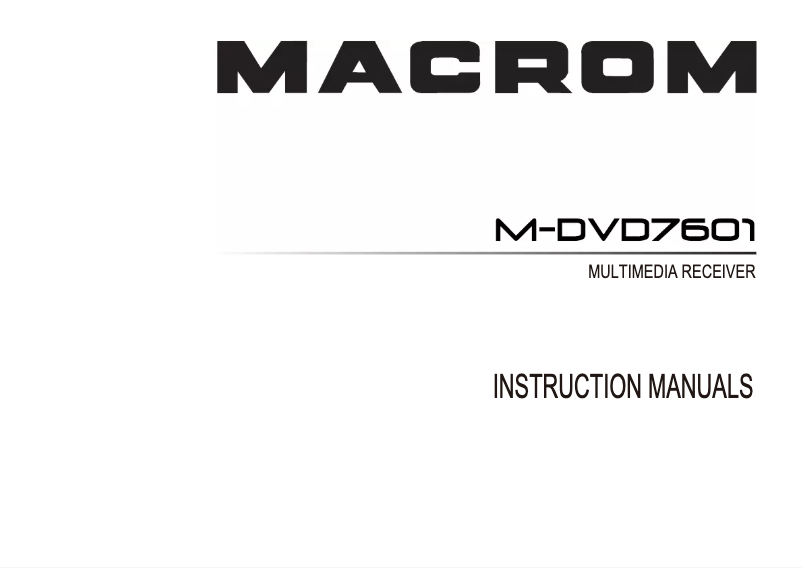 Page n°1 - Manuel utilisateur Macrom M-DVD7601