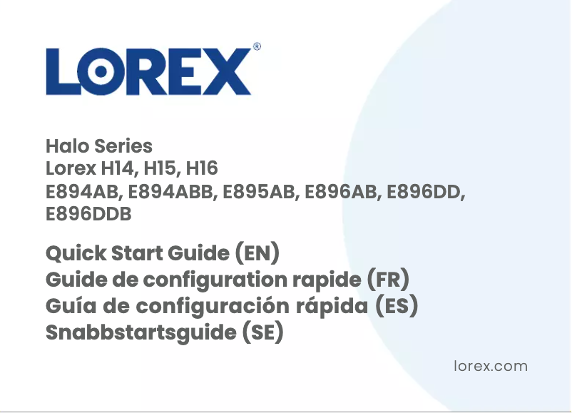 Page n°1 - Guide de démarrage rapide Lorex E896DD-E