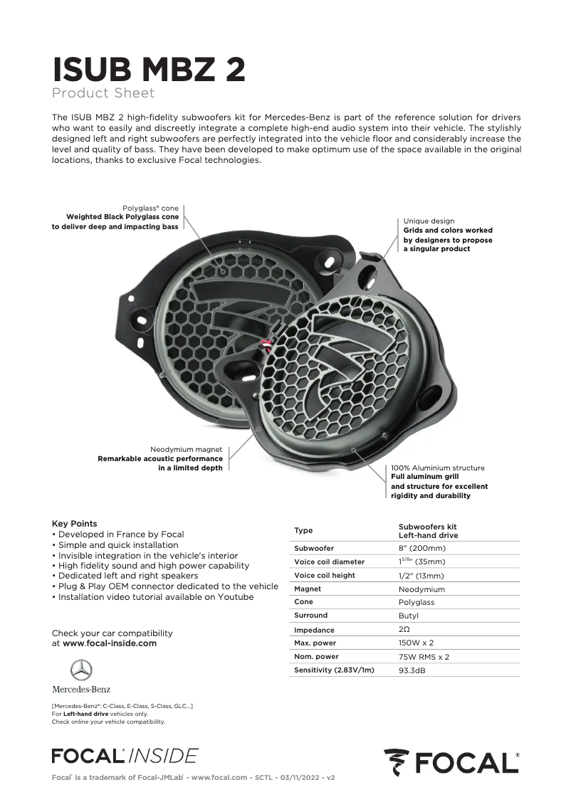 Image de la première page du manuel de l'appareil ISUB MBZ 2 LHD v2