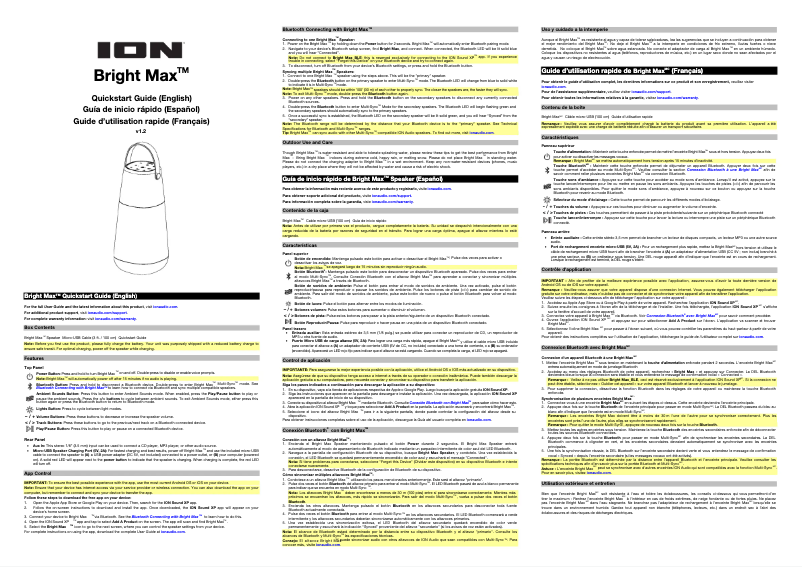 Page 1 de la notice Guide de démarrage rapide ION Bright Max