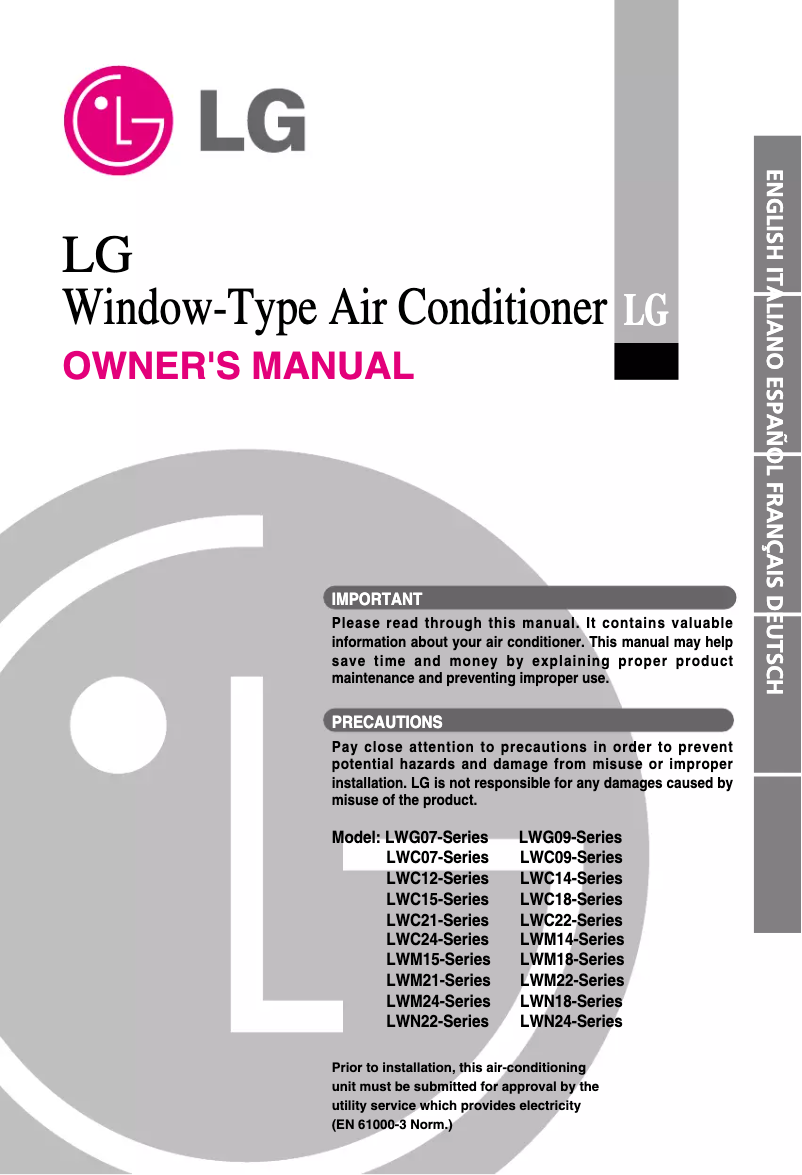 Page n°1 - Manuel utilisateur LG LWG0960PAG