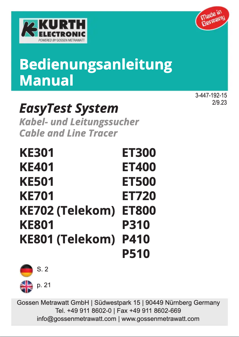 Page n°1 - Manuel utilisateur Kurth Electronic KE7108