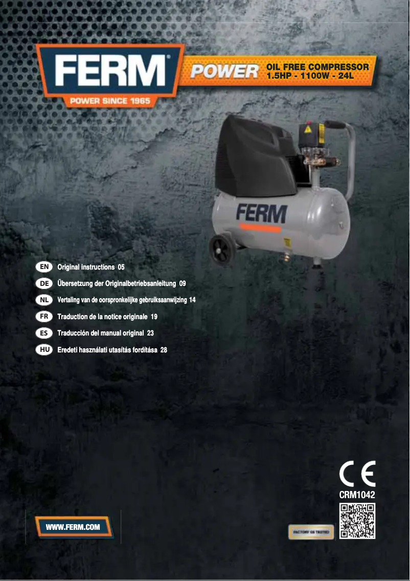 Page 1 de la notice Manuel utilisateur Ferm CRM1042