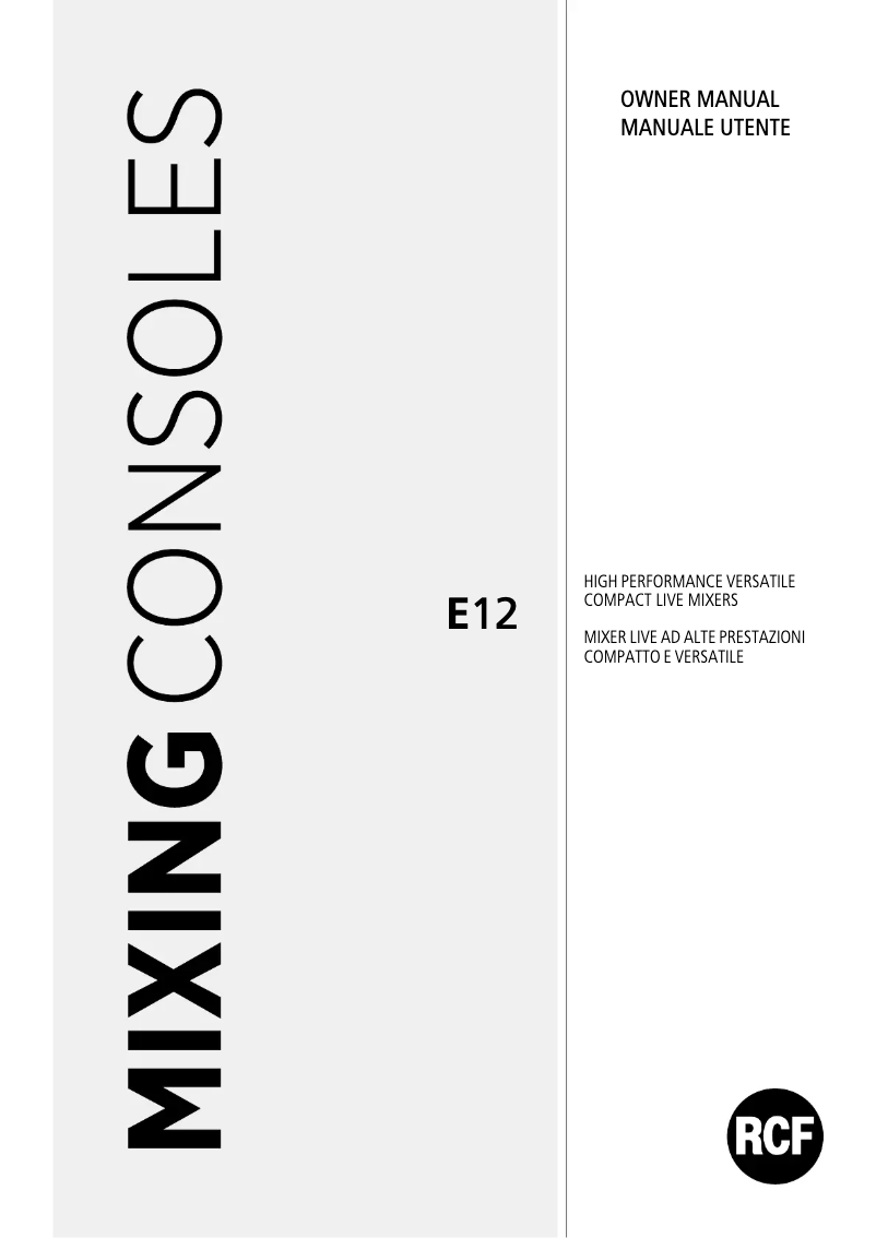 Page 1 de la notice Manuel utilisateur RCF E 12