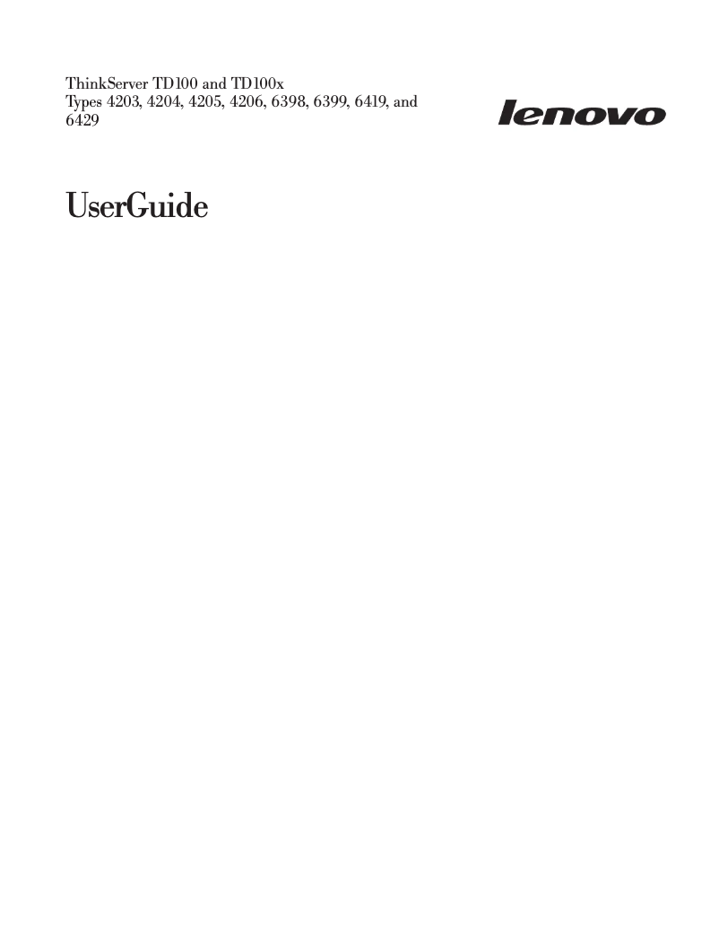 Página 1 del manual Manual de usuario Lenovo ThinkServer TD100