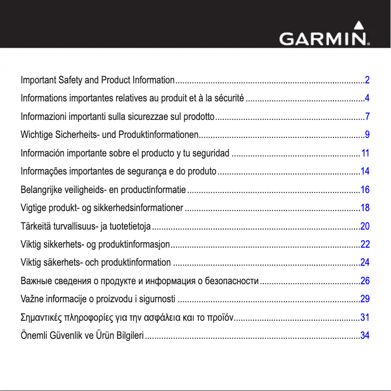 Page n°1 - Instructions de sécurité Garmin GPSMAP 4008