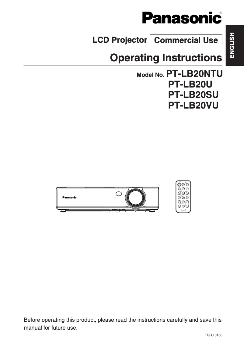 Page 1 of the manual User Manual Panasonic PT-LB20