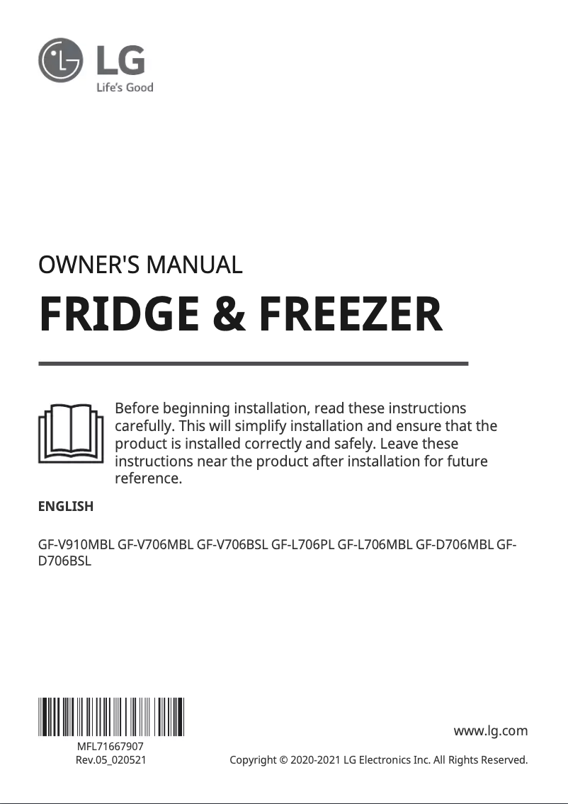 Image de la première page du manuel de l'appareil GF-V910MBL