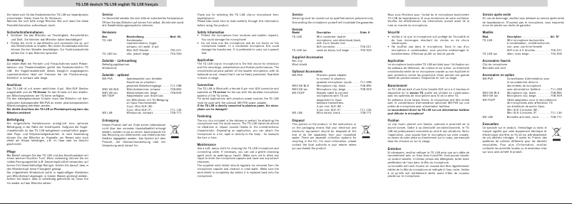 Page 1 de la notice Manuel utilisateur Beyerdynamic TG L58