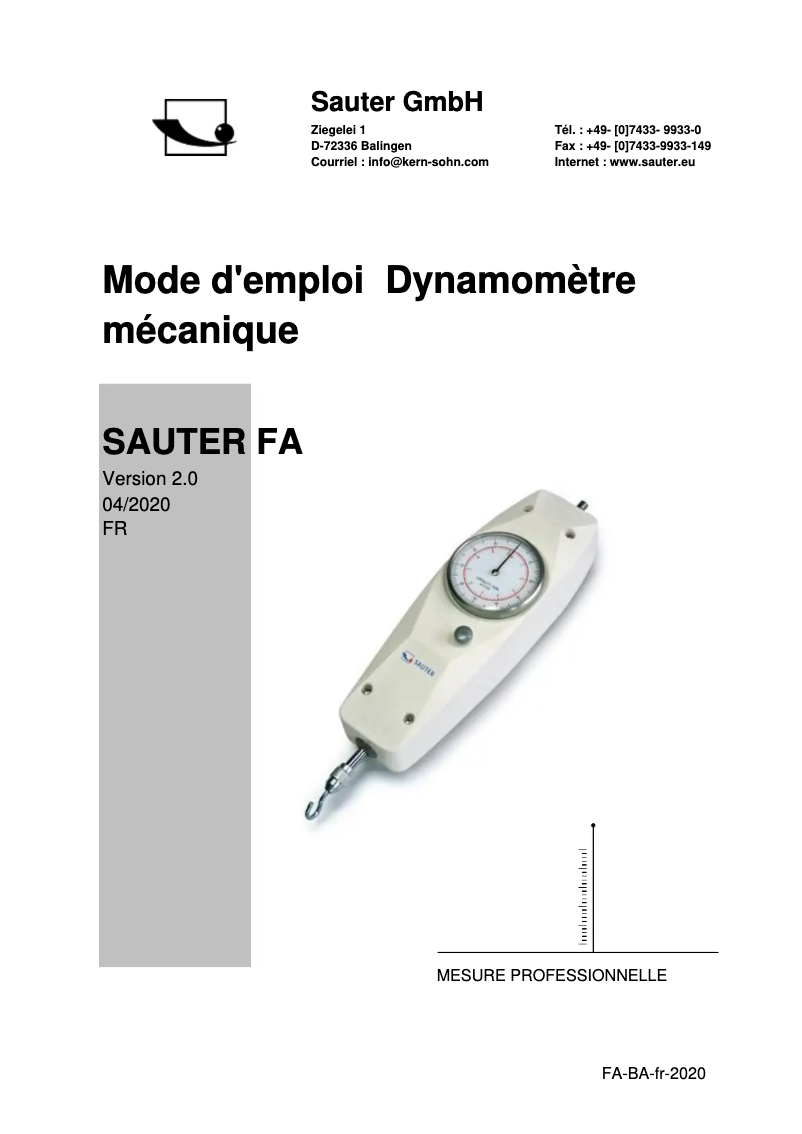 Page n°1 - Manuel utilisateur Kern FA 500