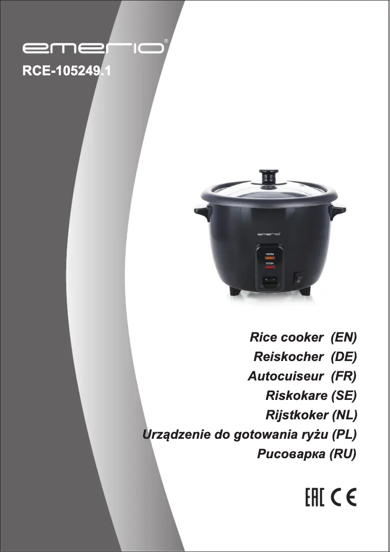 Image de la première page du manuel de l'appareil RCE-105249.1