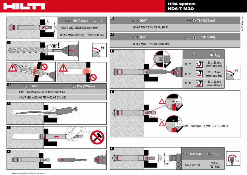 Page n°1 - Instructions / montage Hilti HDA-T