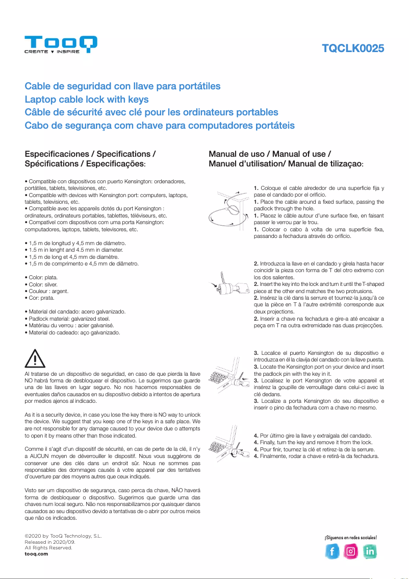 Page n°1 - Manuel utilisateur TooQ TQCLKC0025