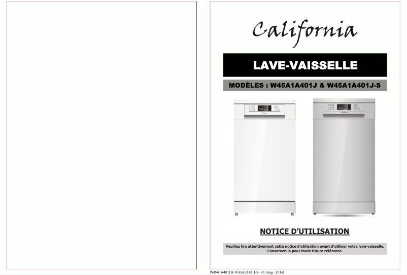 Page n°1 - Manuel utilisateur California W45A1A401J-S