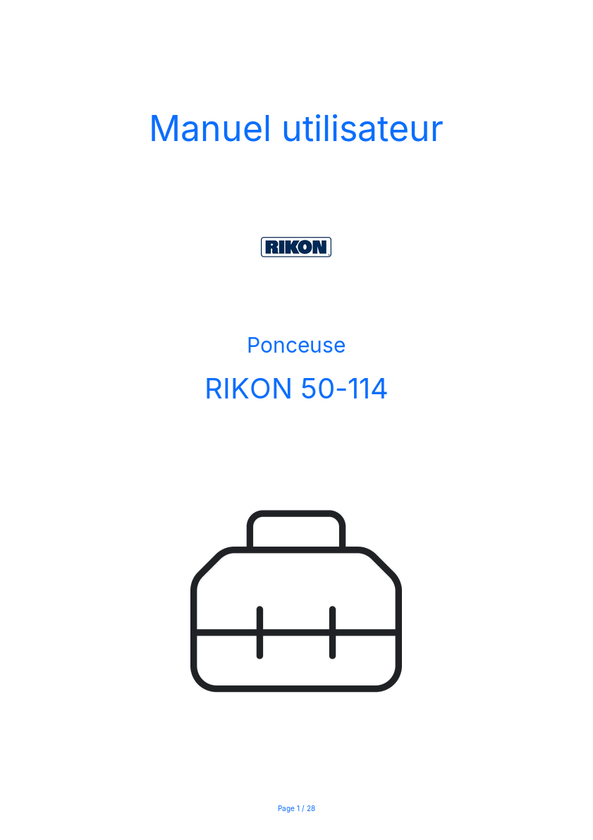 Page n°1 - Manuel utilisateur RIKON 50-114