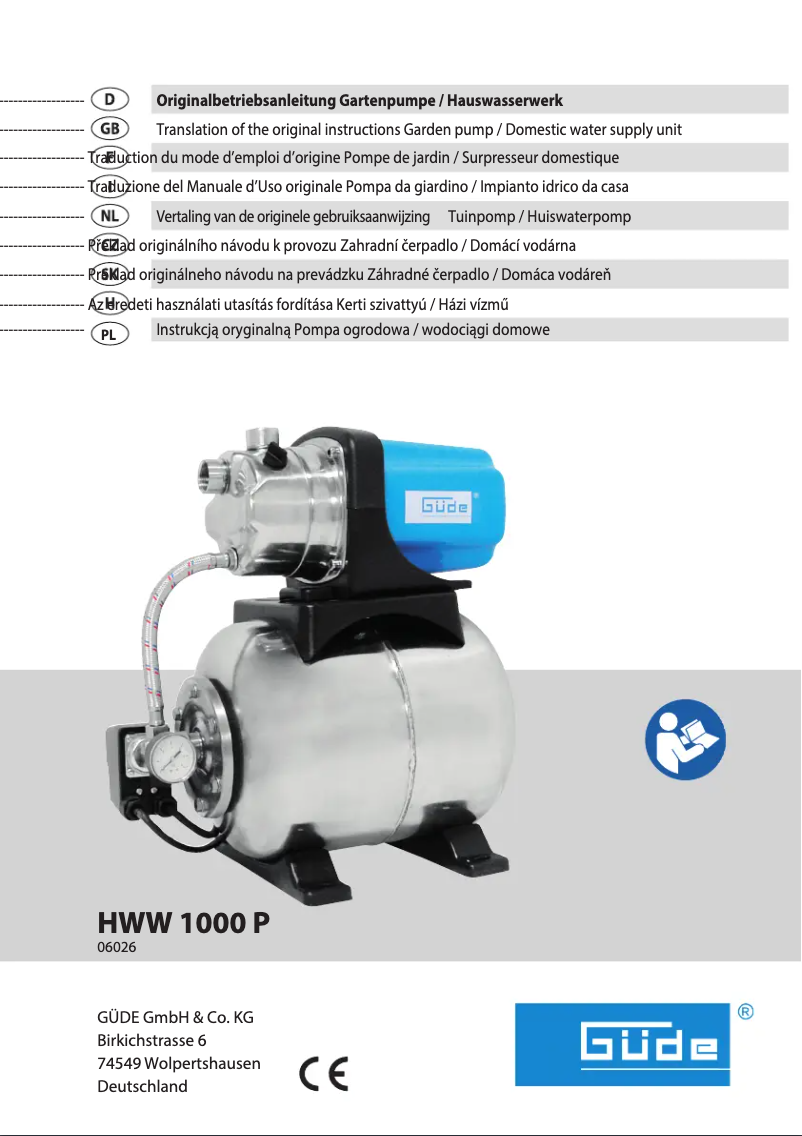 First page image of the manual for HWW 1000P