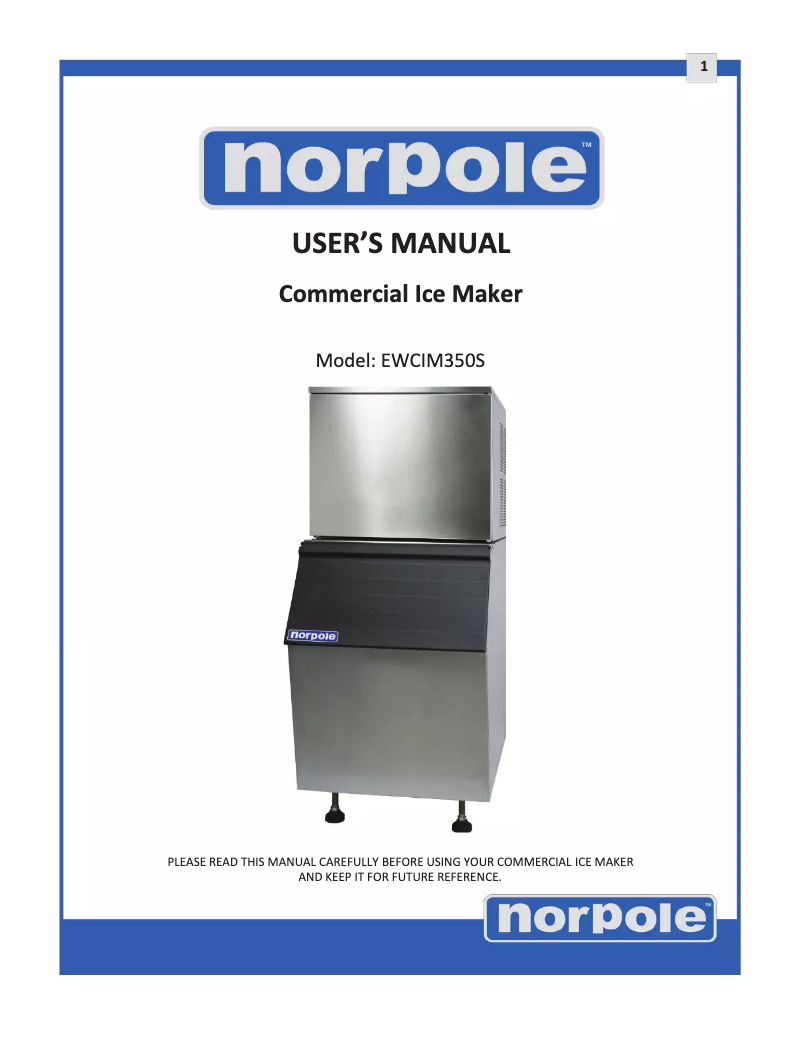 Page n°1 - Manuel utilisateur Norpole EWCIM350S