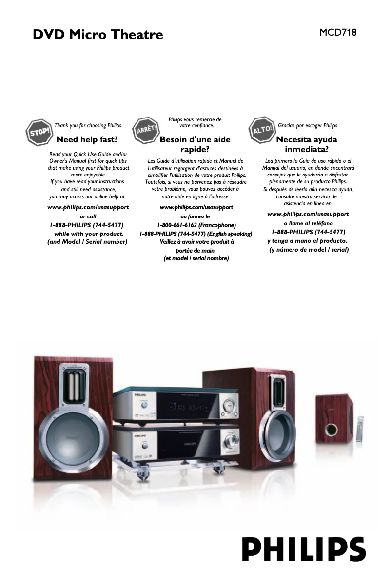 Page 1 de la notice Manuel utilisateur Philips MCD718