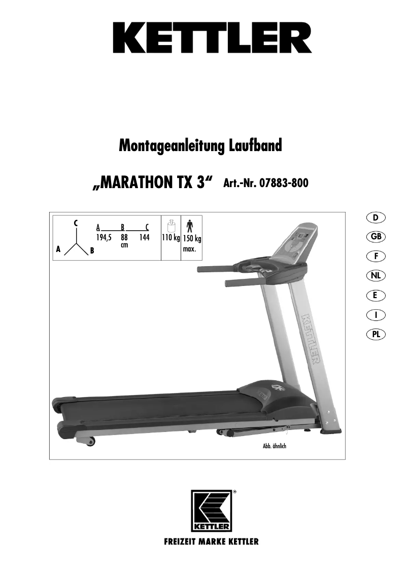 Page n°1 - Manuel utilisateur Kettler Marathon TX3