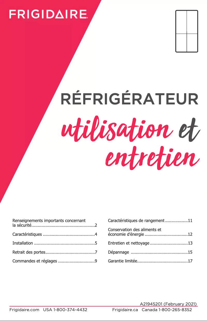 Image de la première page du manuel de l'appareil FRQG1721AV