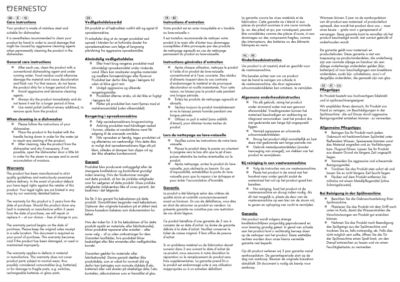 Page 1 de la notice Manuel utilisateur Ernesto HG02499